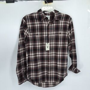 Lucky Brand Men's Saturday Stretch Plaid Shirt - Black, Brown, and White